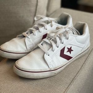 Converse White and Burgundy Sneakers